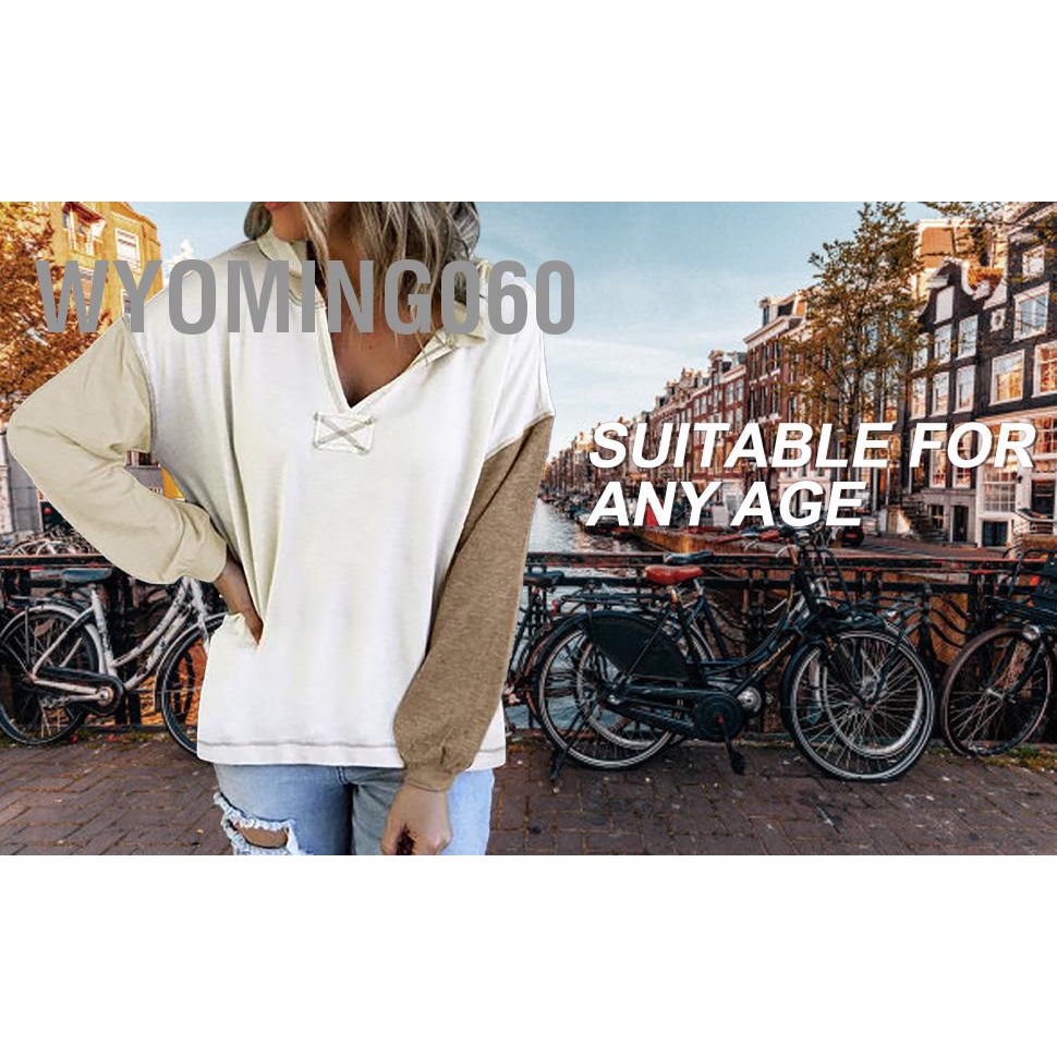 Wyoming060 Phụ nữ Áo choàng cổ V chui đầu Phong cách Đơn giản Thả vai Dài màu Khối Tay áo