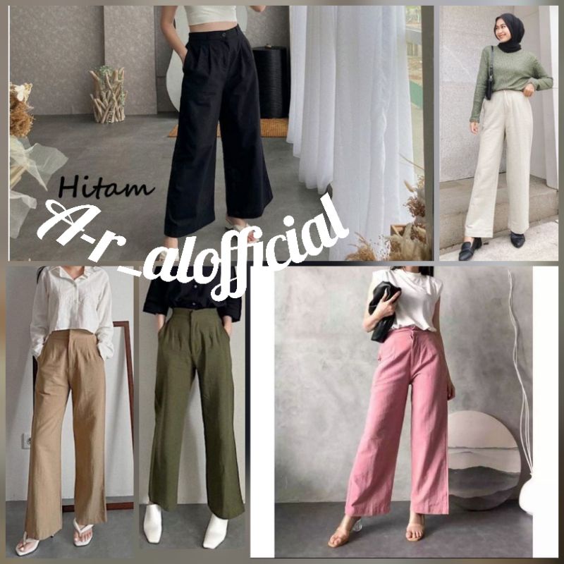Quần Culottes Lưng Cao Có Dây Kéo Chất Liệu Cotton Cao Cấp