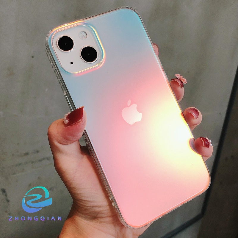 Ốp Điện Thoại Silicon Màu Gradient Phản Quang Sang Trọng Cho iPhone 11 12 13 Pro Max XS X XR 7 8 Plus