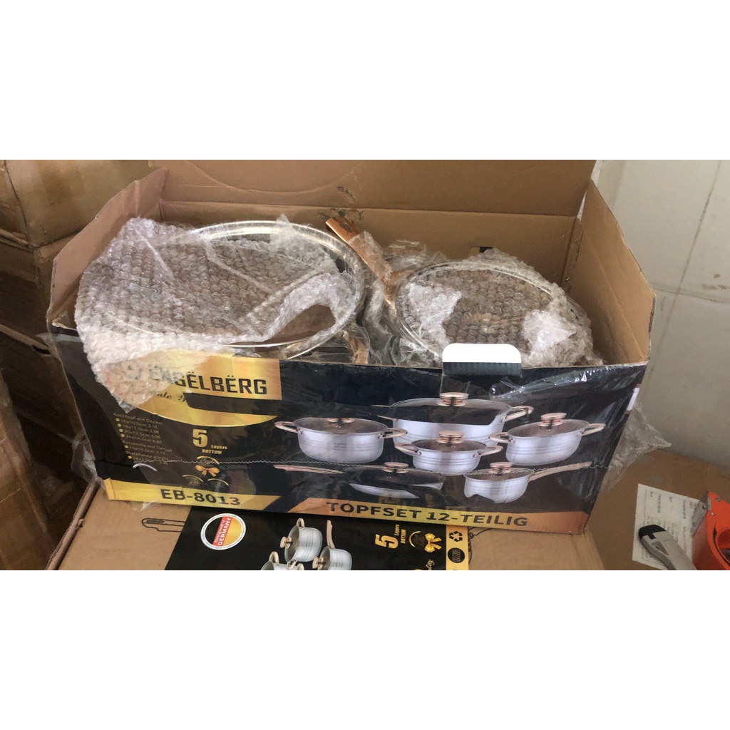 Bộ nồi Đức 5 đáy Yimeitai / Engelberg 6 món lắp hợp kim vàng - dùng cho mọi loại bếp điện, bếp từ, bếp ga