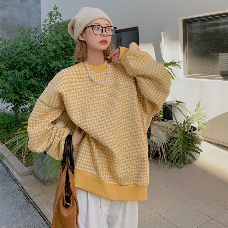 Áo len nữ dài tay cổ tròn thời trang Hàn