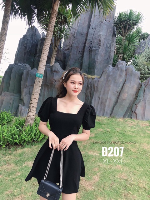 Đầm xoè cổ vuông bigsize 55-90kg | BigBuy360 - bigbuy360.vn