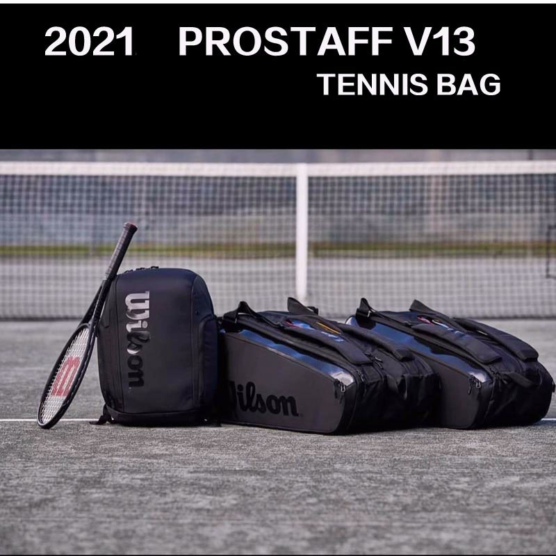 Túi tennis Wilson super tour pro staff 9 pack bag có 2 ngăn lớn màu đen