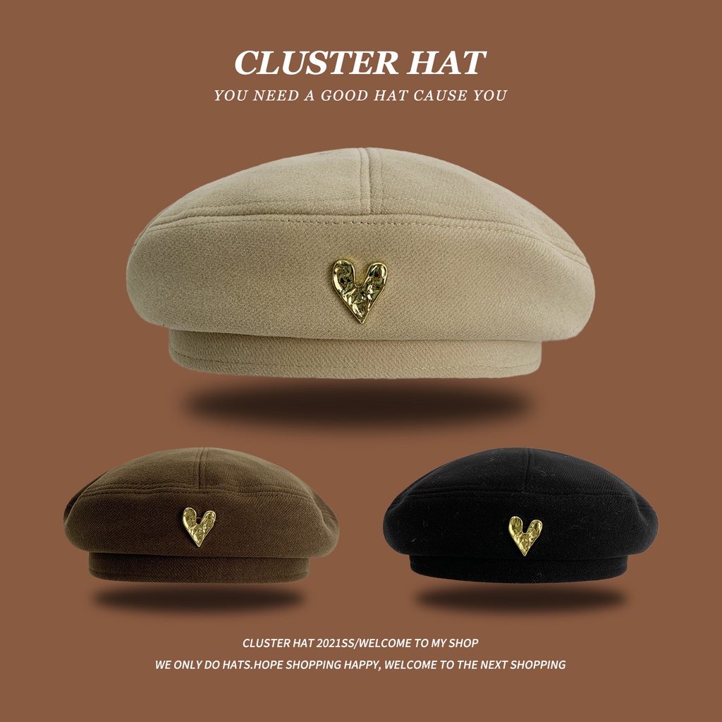 Mũ nồi vải len nhiều màu kiểu Pháp thanh lịch cho nữ