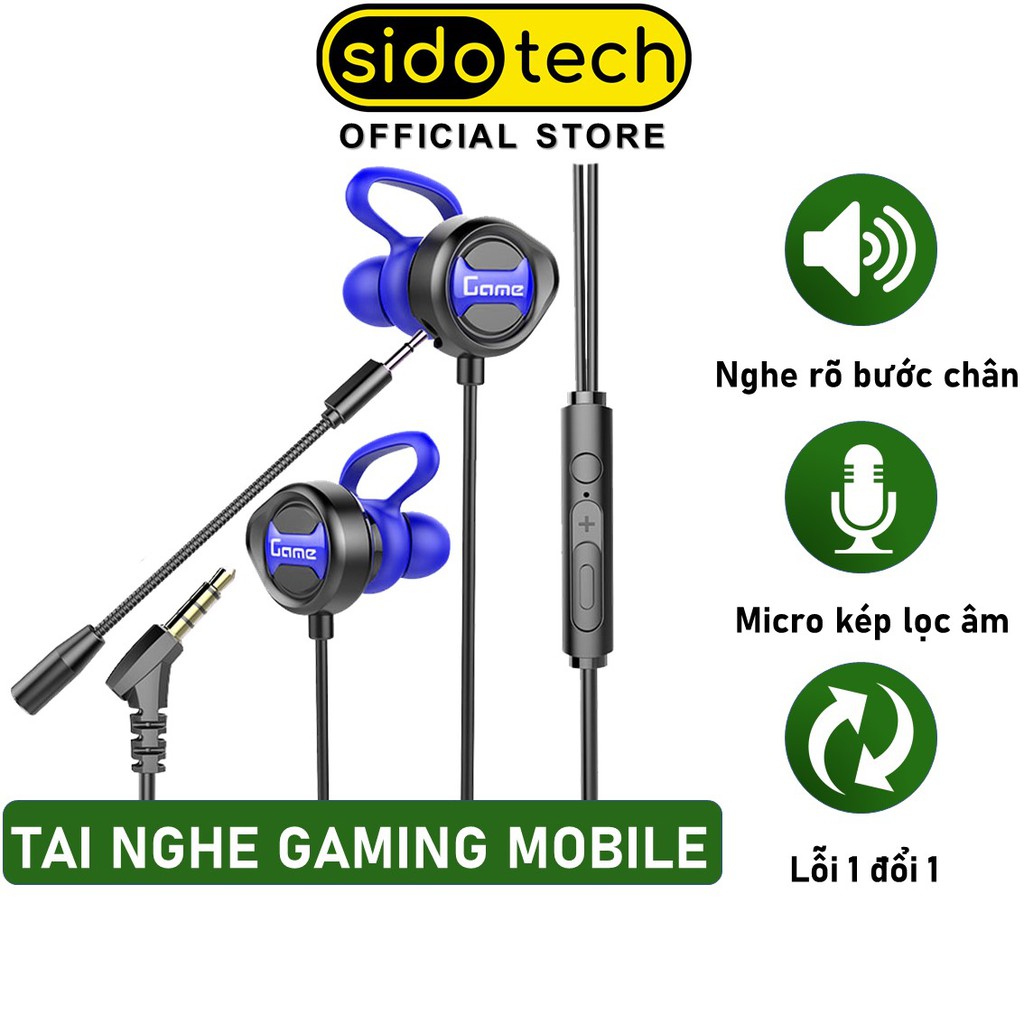 Tai nghe gaming SIDOTECH G18 cho game thủ chơi game điện thoại Pubg / FF / Liên Quân có 2 micro call team - Chính Hãng