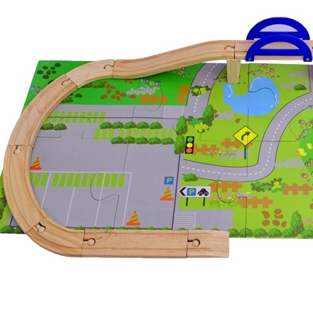 Đồ Chơi Lắp Ghép Gỗ Trí Tuệ  KunKunKids_ Mô Hình Giao Thông Thành Phố Bằng Gỗ Cao Cấp