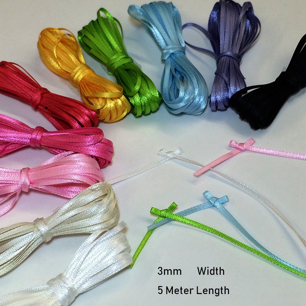 DIAOCHANO 3mm Width Beautiful Party Supplies 5 Meters Wedding Invitation Decoration Silk Ribbon