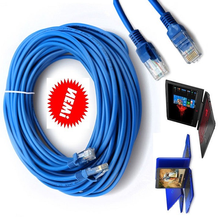 Dây cáp mạng 30m Đẹp Bền Siêu Rẻ Màu Xanh và Trắng -  Cáp Mạng CAT5  Dài 30M, Bảo Hành Mới