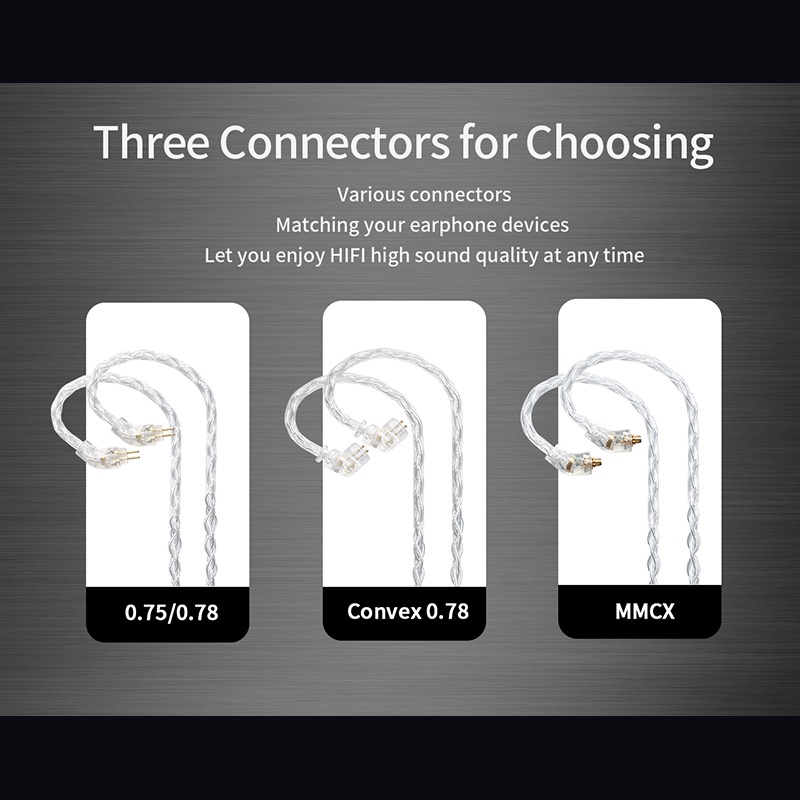Cáp Nối Dài Tai Nghe JCALLY TC30 PRO Silve 8 Lõi 2Pin 0.78mm MMCX QDC KZ C Pin Type C Kèm Mic Cho KZ ZSN PRO ZSX BL-03