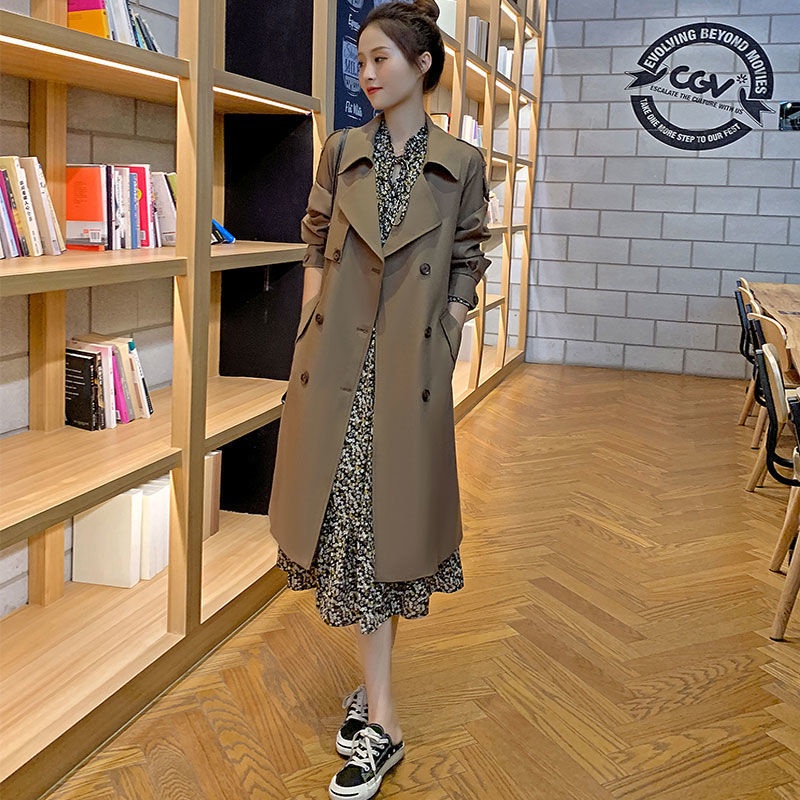 Áo khoác gió dáng dài phong cách Hàn Quốc thời trang thu đông mới 2021