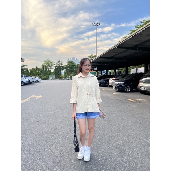 Sơmi  buộc nơ sườn cá tính - ảnh thật