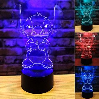 Đèn LED để bàn O18 hình nhân vật Stitch 3D 7 màu chiếu sáng vào ban đêm
