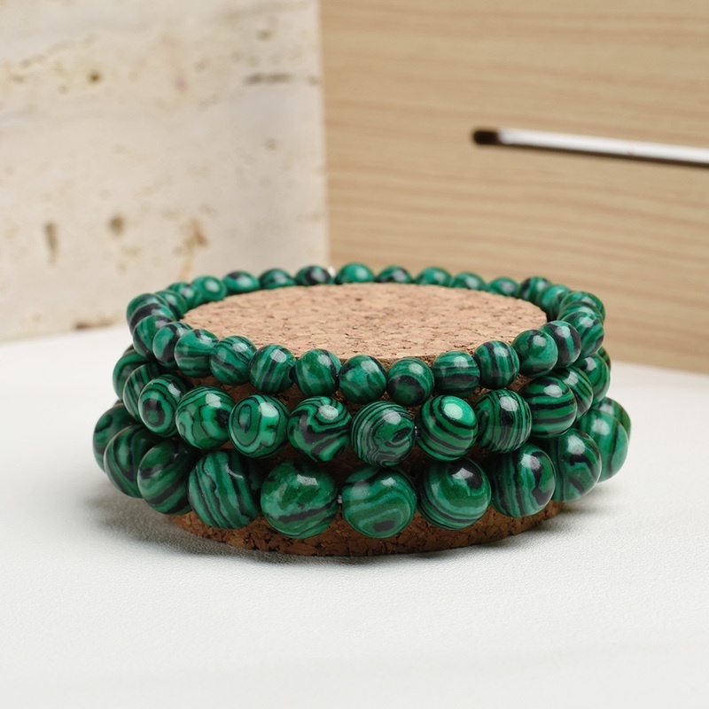 Vòng Tay Chuỗi Hạt Đá Malachite Tự Nhiên 6 / 810 mm Giảm Căng Thẳng Tự Phục Hồi Làm Quà Tặng Cho Bạn Bè