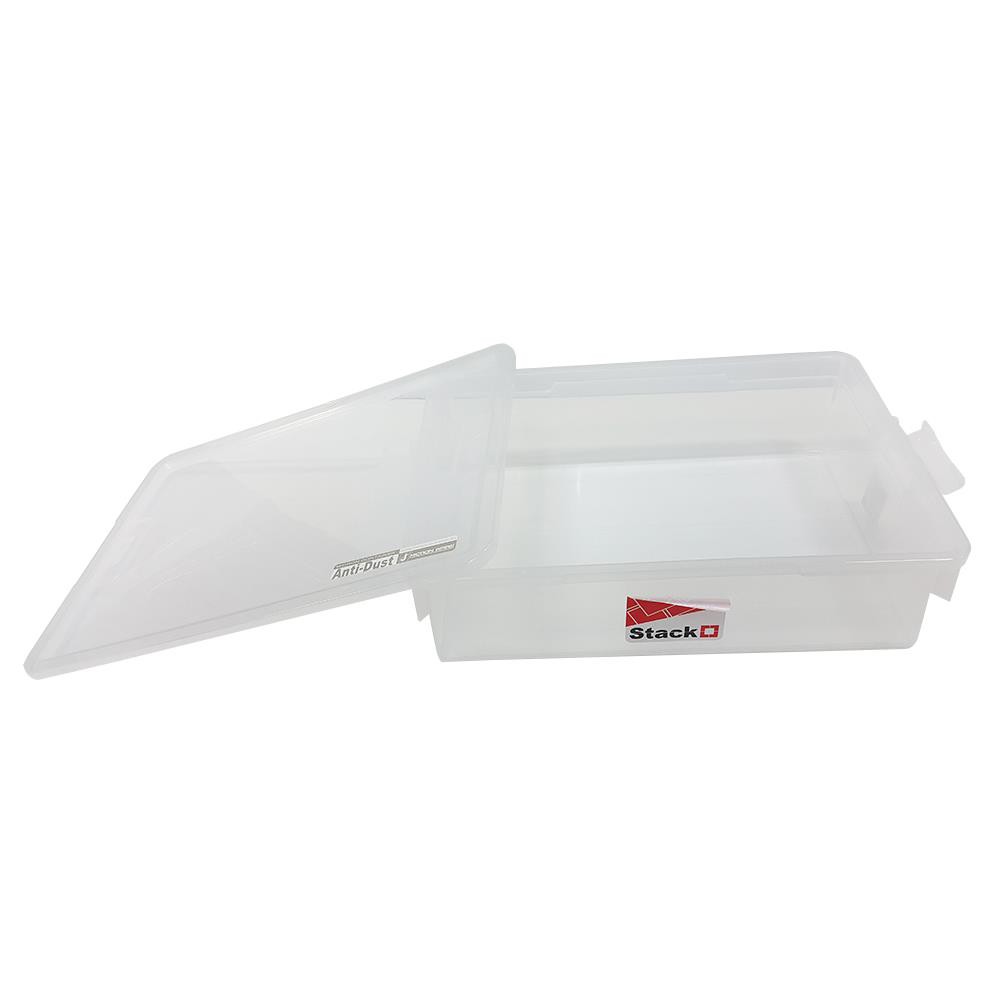 HomeBase STACKO thùng nhựa đựng đồ đa năng có nắp bề mặt có lớp chống bám bụi Thái Lan 16L W50xD35xH12.5Cm Trắng