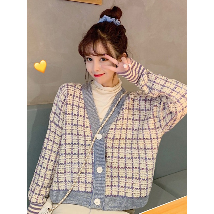 Hàng Sẵn_ Áo khoác len cardigan kẻ sọc  phong cách Hàn mẩu mới ulzzang