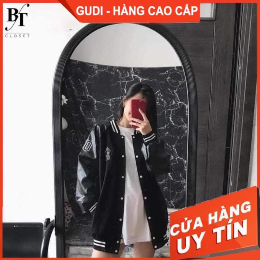 Áo Khoác Bomber 03 Tay Phối Da Unisex, Dáng Thể Thao Đen Cổ Viền Nỉ Nam Nữ | BigBuy360 - bigbuy360.vn