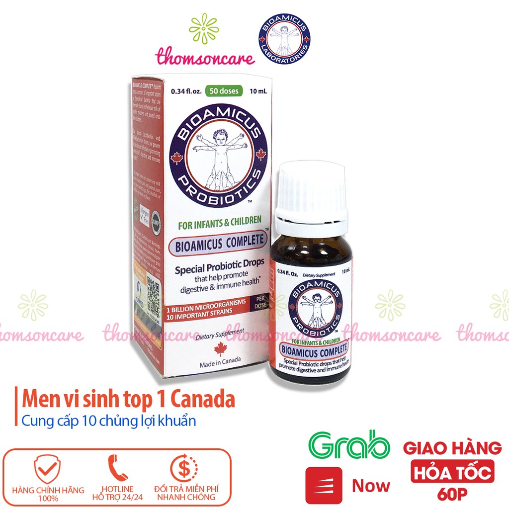 Men vi sinh Bioamicus Complete - 10 chủng lợi khuẩn - giảm táo bón, hết biếng ăn, ổn định tiêu hóa cho bé từ Canada