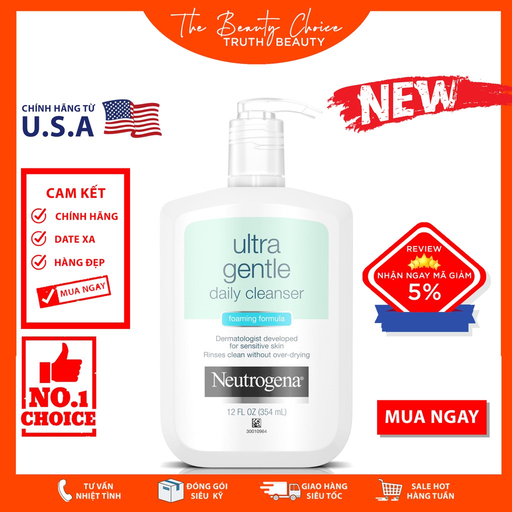 Sữa rửa mặt Neutrogena Ultra Gentle Daily Foaming Formula (354mL)