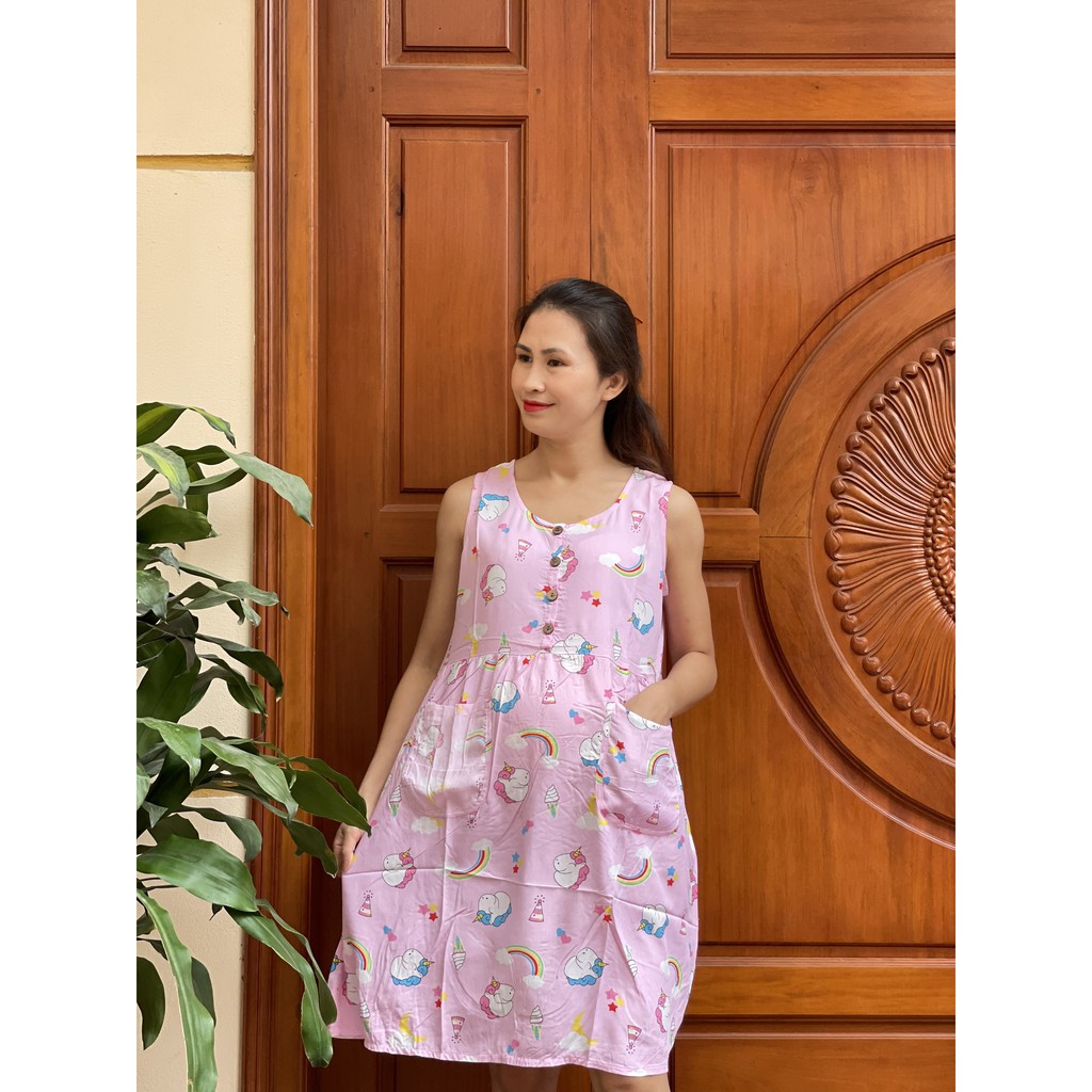[Sale Gía Sỉ Gôc] Váy Bầu Lanh Khuy Mặc Bầu Và Sau Sinh V4K