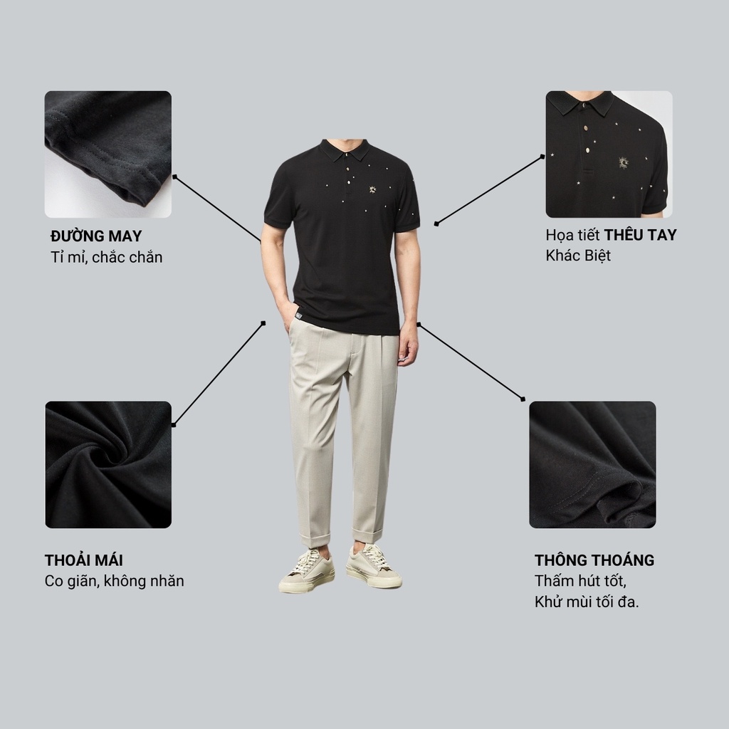 Áo Thun Polo Nam Ahito Cổ Bẻ Hoạ Tiết Ngôi Sao Thêu Tay, Form Chuẩn, Chất Cotton 100% Trẻ Trung Thời Trang | BigBuy360 - bigbuy360.vn