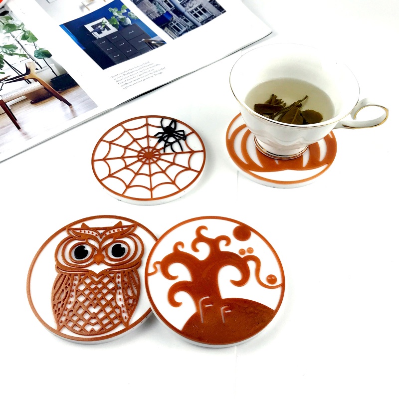 Khuôn Silicone Làm Bánh Kẹo / Trang Sức Hình Tròn Phong Cách Halloween