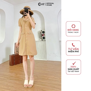 Váy cổ 2 ve nơ đá CCHAT