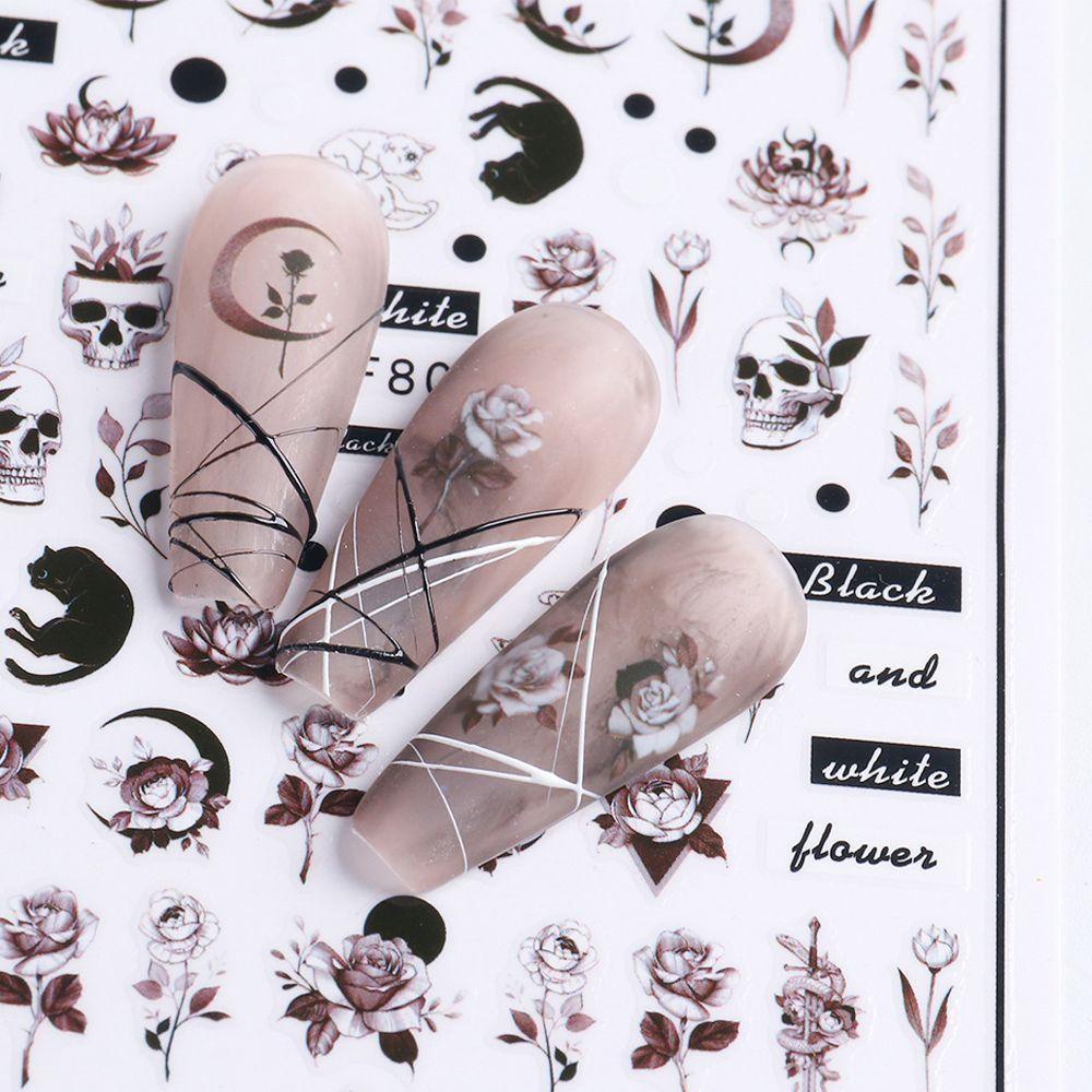 Nhãn Dán Móng Tay Tự Dính Họa Tiết Hoa Hồng Valentine 3D Thanh Lịch Dành Cho Nữ