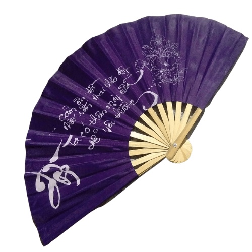 Quạt vải xếp chữ thư pháp cầm tay tiện dụng rẻ đẹp