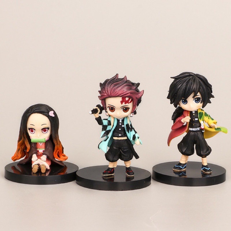 Set 6 Mô Hình Nhân Vật Demon Slayer  Cao 5-&gt;7cm kèm chân đế - Tanjirou Nezuko Zenitsu Giyuu Inosuke