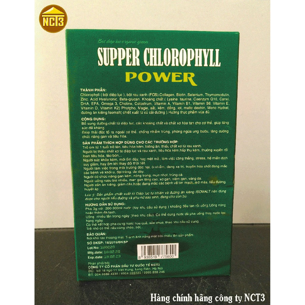 BỘT DIỆP LỤC SUPPER CHLOROPHYLL (120g), hỗ trợ làm đẹp da, bổ sung vitamin khoáng chất từ rau xanh, Hàng chính hãng NCT3