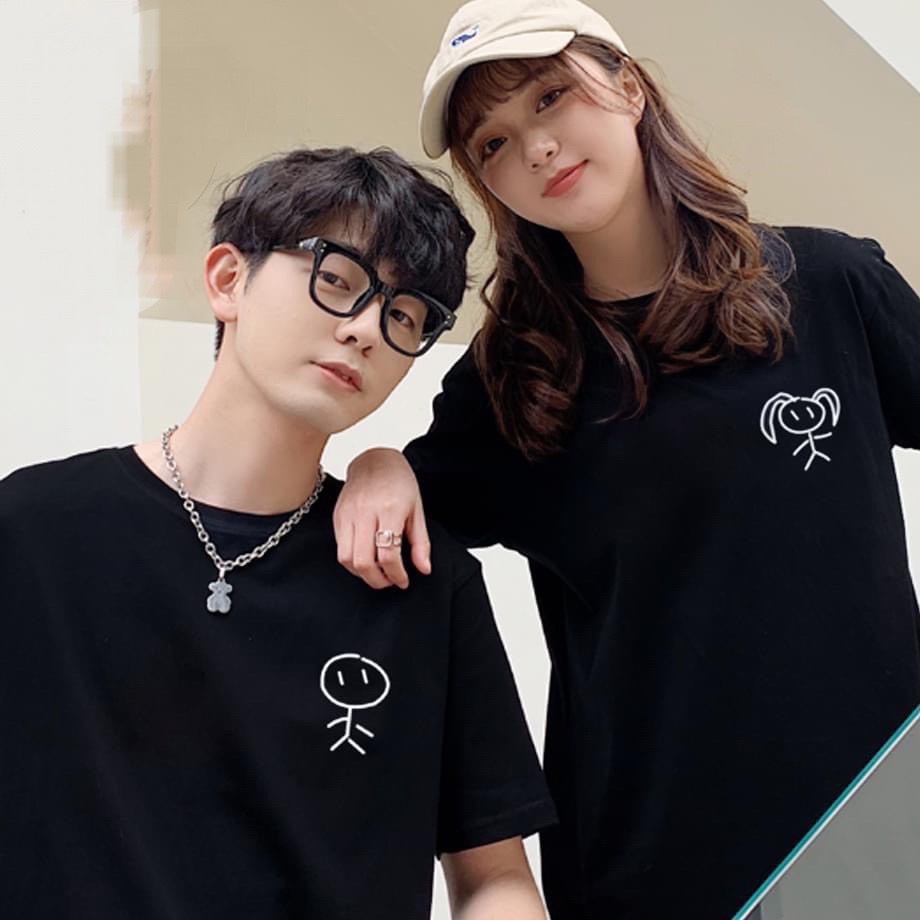 Áo cặp nam nữ, áo thun đôi unisex in hình ChiBi logo nhỏ vải co giản thoải mái