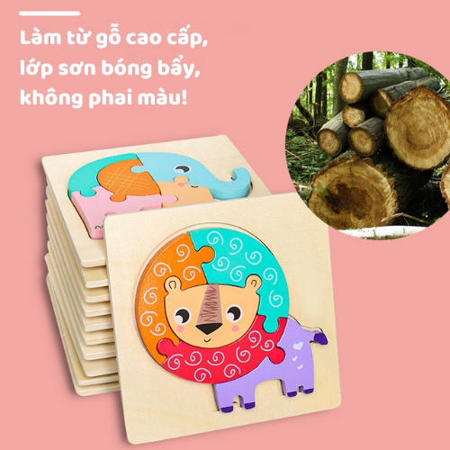 Đồ Chơi Xếp Hình Gỗ, Tranh Ghép Gỗ 3D Hulo Toys Nhiều Chi Tiết, Đồ Chơi Phát Triển Trí Tuệ Cho Bé Yêu