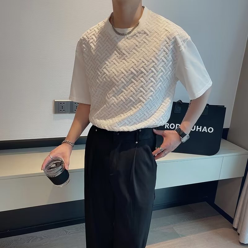 Áo Thun Tay Ngắn Cổ Tròn Dáng Rộng Thời Trang Mùa Hè Cho Nam Giới Có 2 Màu Size M-2XL