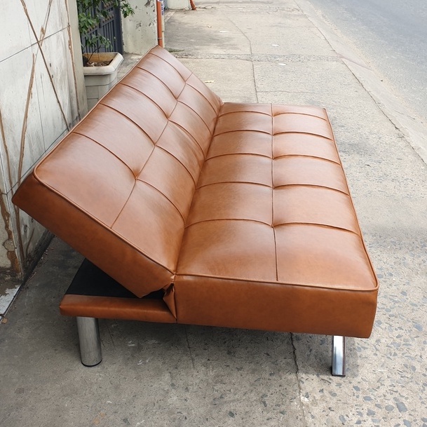 Ghế Sofa Giường Đa Năng Chân Inox Gấp Gọn Bọc Da Công Nghiệp Dài 1m7 Chân Kim Loại
