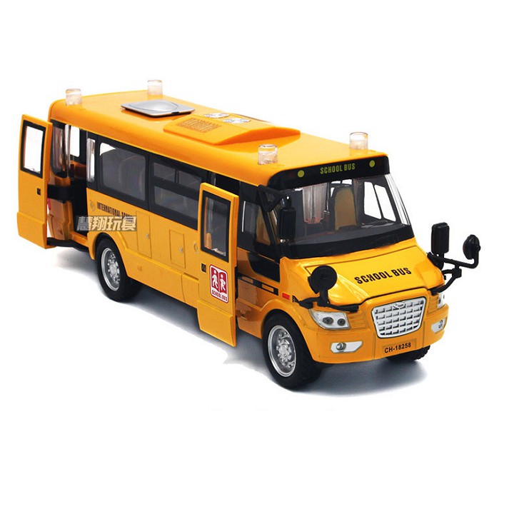 Xe ô tô School bus đồ chơi trẻ em mô hình bằng sắt tỉ lệ 1:32 xe có âm thanh và đèn sáng