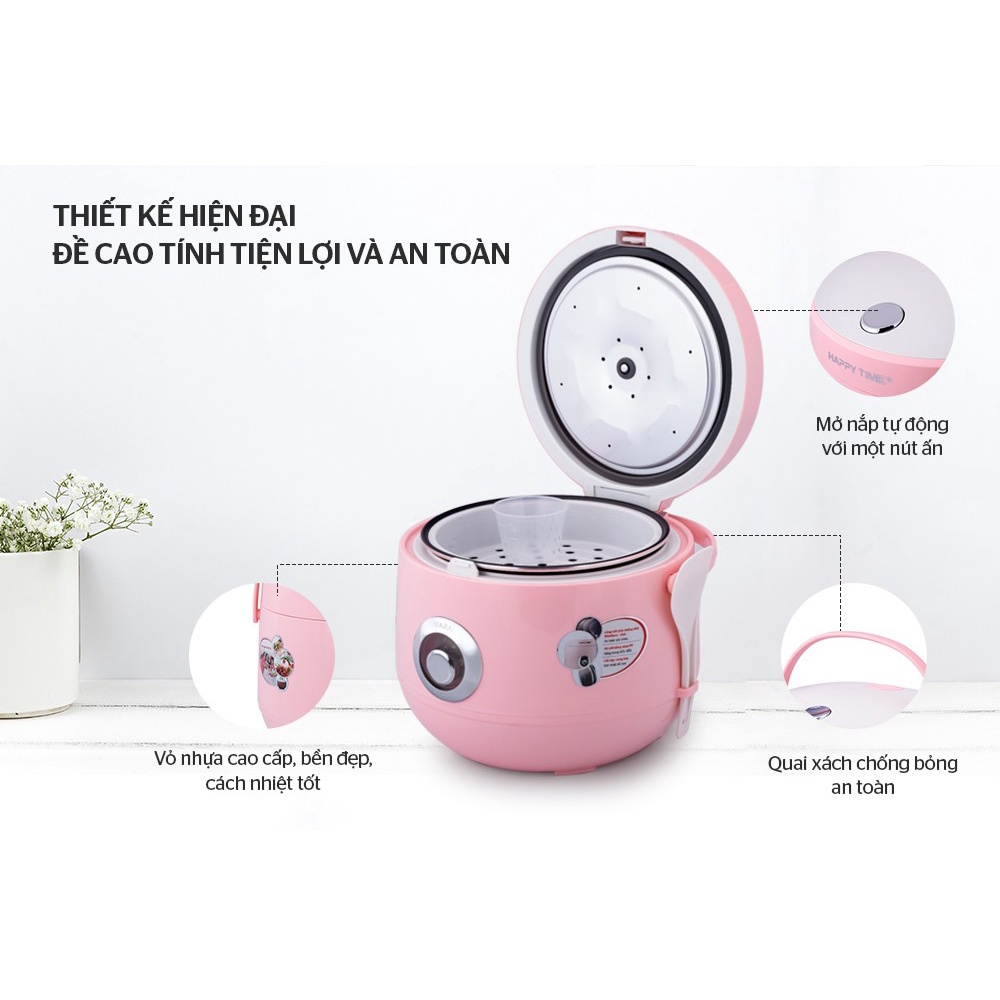 Nồi cơm điện SUNHOUSE Happytime 1.8 Lít có 3 màu lòng nồi chống dính siêu bền giữ nhiệt tốt nấu cơm nhanh