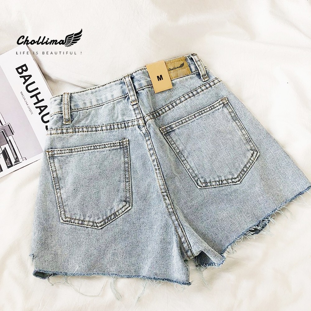 Quần short jeans nữ Chollima tua lai QS012 phong cách đường phố bụi bặm cá tính