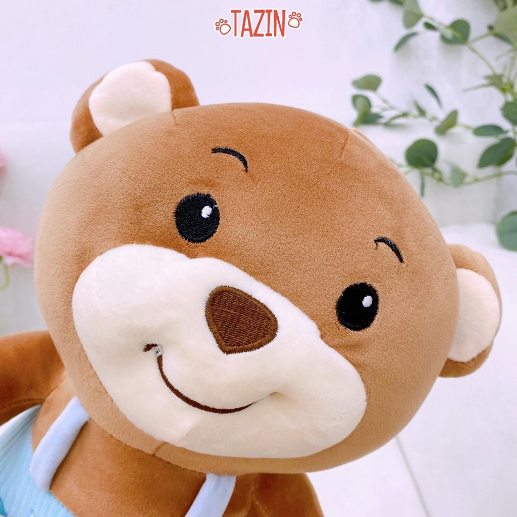 Gấu Bông Yếm Thêu Túi Cao Cấp, Gấu Ôm Dễ Thương Tazin