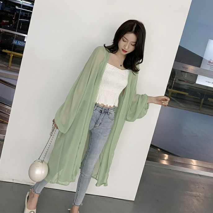 FREESHIP ĐƠN 99K_ Áo khoác voan dáng dài phong cách trẻ trung thanh lịch dành cho nữ | BigBuy360 - bigbuy360.vn