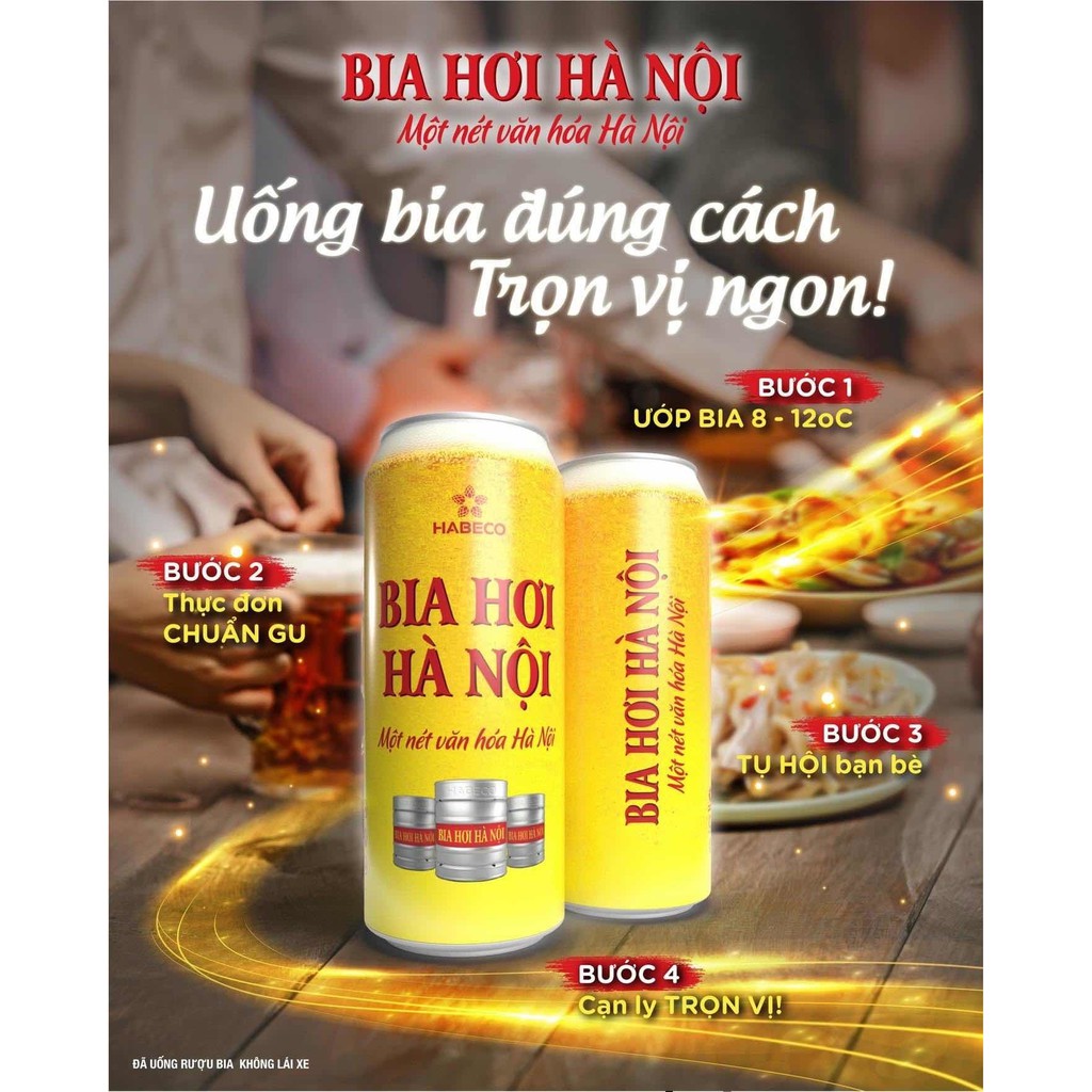 Thùng 24 Lon Bia Hơi Hà Nội Lon 500ml