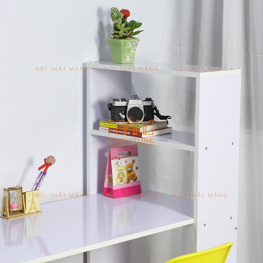 bàn làm việc gỗ kết hợp kệ sách, dùng học bài, để máy tính cho học sinh, sinh viên giá rẻ mẫu blv16