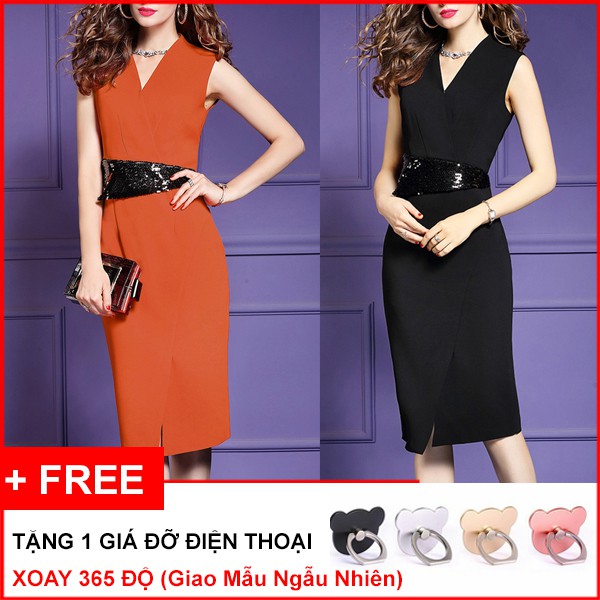 45-73 KG -THỜI TRANG TRUNG NIÊN - ĐẦM ÔM DỰ TIỆC TRUNG NIÊN KIỂU VÁY ĐẦM CHO MẸ TRUNG NIÊN PHỐI KIM SA EO XẺ TÀ D3043