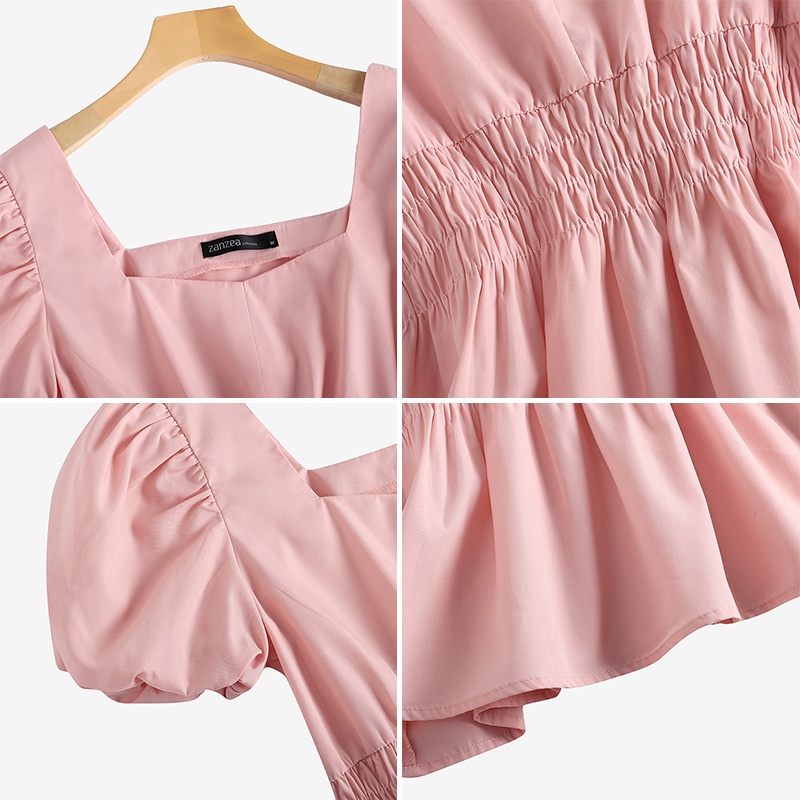 Zanzea Áo Kiểu Tay Phồng Xếp Ly Thời Trang Hàn Quốc Dành Cho Nữ