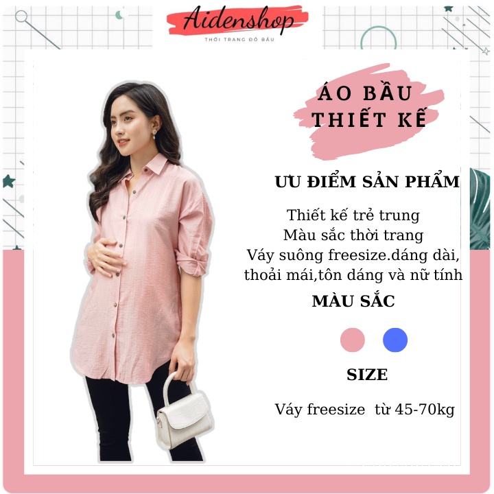 Áo bầu kiểu thời trang Aidenshop áo bầu thiết kế chất đũi mát