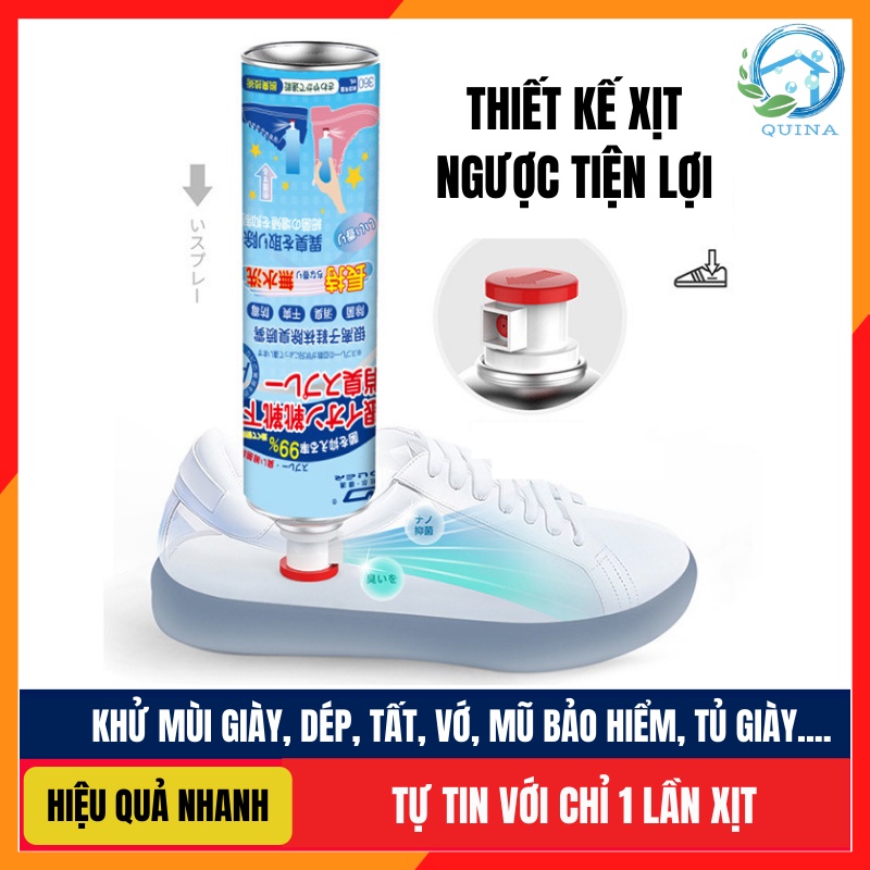 [Giá Sốc] Xịt Khử Mùi Hôi Giày Dép Hôi Chân Tất Vớ Làm Thơm Tủ Giày Công Nghệ Nano Bạc Tiên Tiến Hiệu Quả QUINA QN007