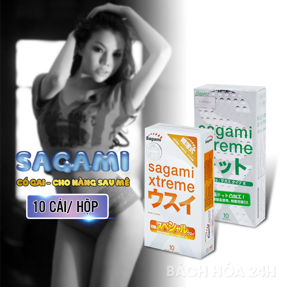 (Combo 2 Hộp) Bao Cao Su Sagami (Xtreme Superthin+Extreme White) Men Tình Đe Mê - Bcs Hộp 10 Cái