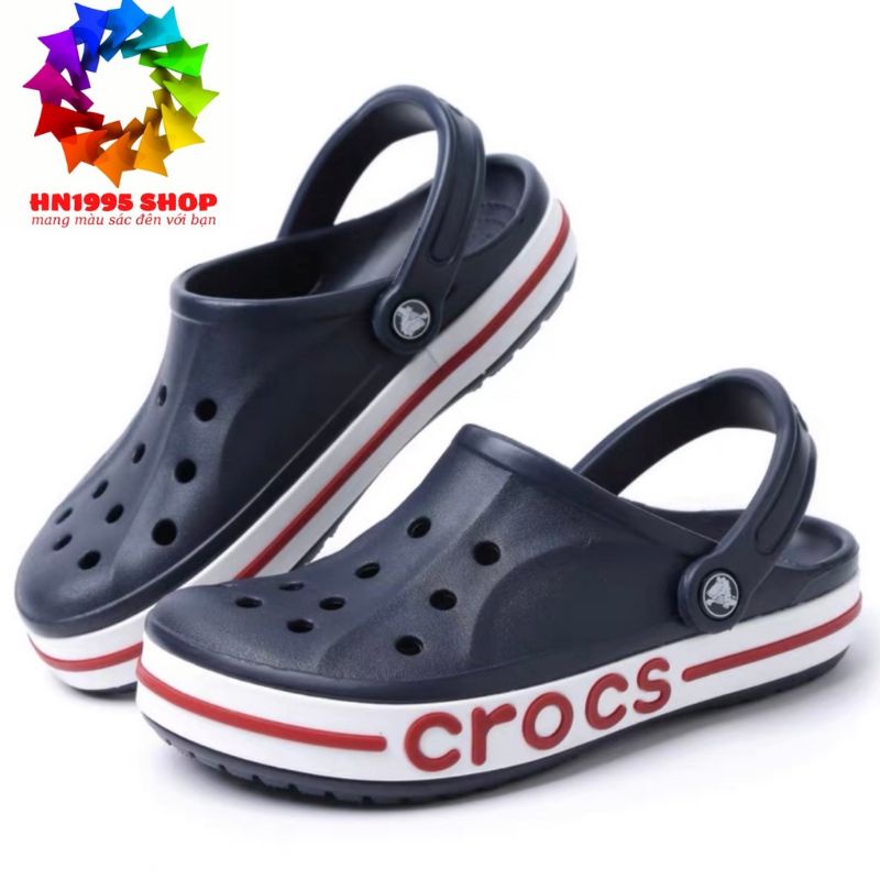 (Tặng 12 Sticker) Dép Sục Crocs Baya Có Viền Cho Người Lớn, Sản Phẩm Cao Cấp, Nhựa Không Mùi, Trống Trơn Trượt.