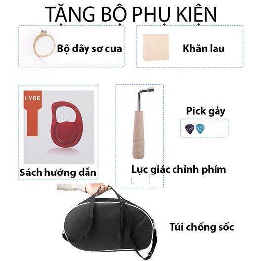 Đàn Lyre 19 Dây Cao Cấp Hoa Sen Hope Music - Tặng Túi Chống Sốc