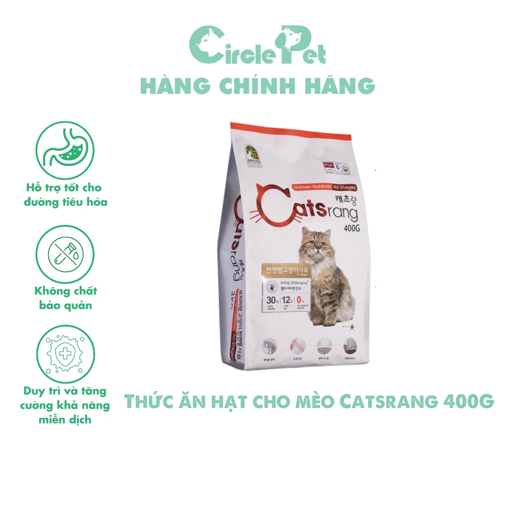 Thức Ăn Hạt Cho Mèo Catsrang Hỗ Trợ Tiêu Hóa Dành Cho Nhiều Lứa Tuổi Túi 400g - Circle Pet