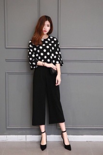 Set áo chấm bi quần ống loe (M, L, XL)